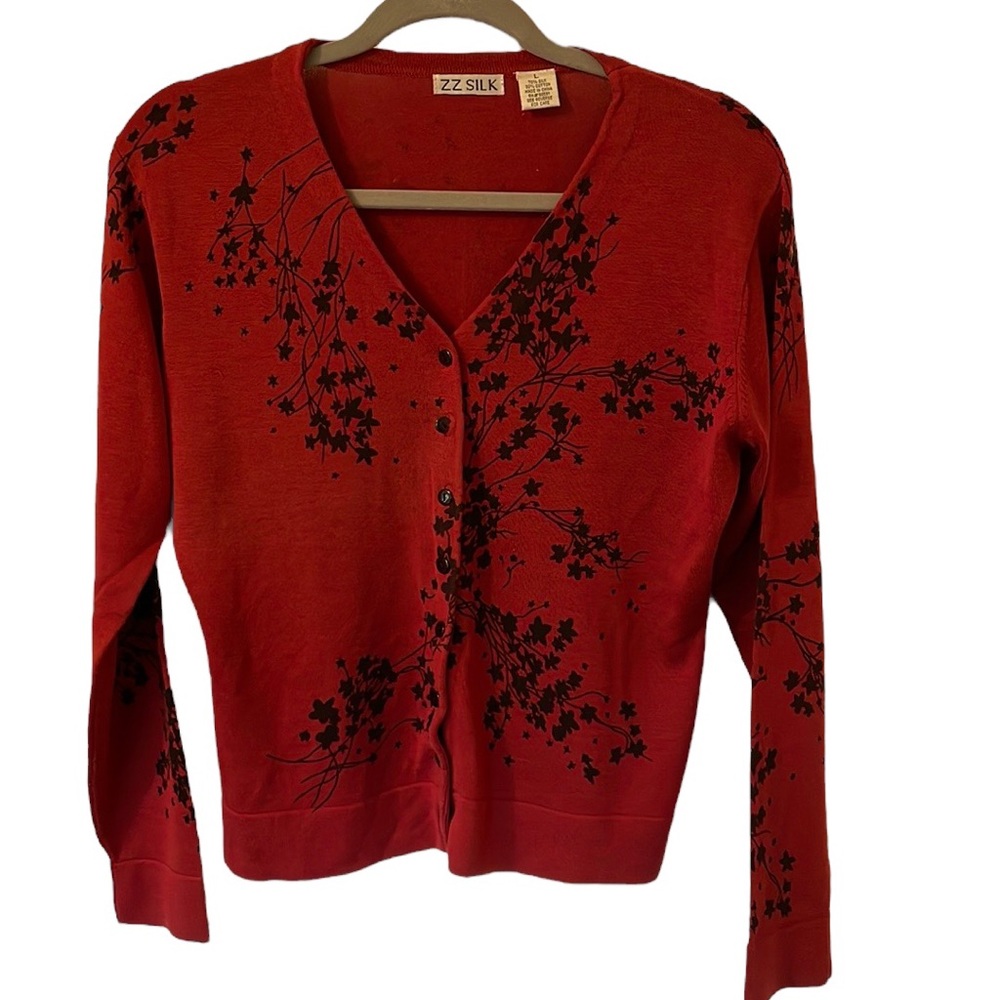 ZZ Silk red cardigan large